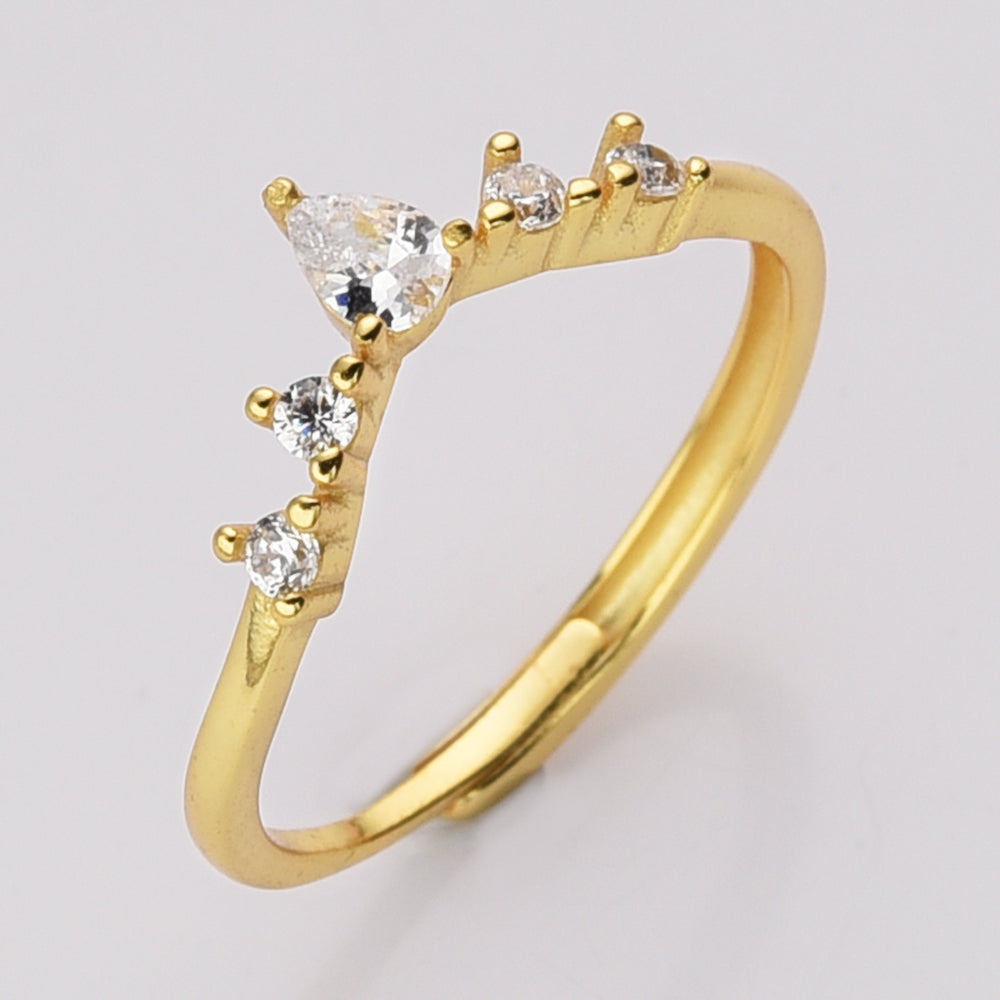 925 Sterling Silver Zircon Ring, Adjustable Size, Dainty CZ Ring, Fashion Jewelry SS244