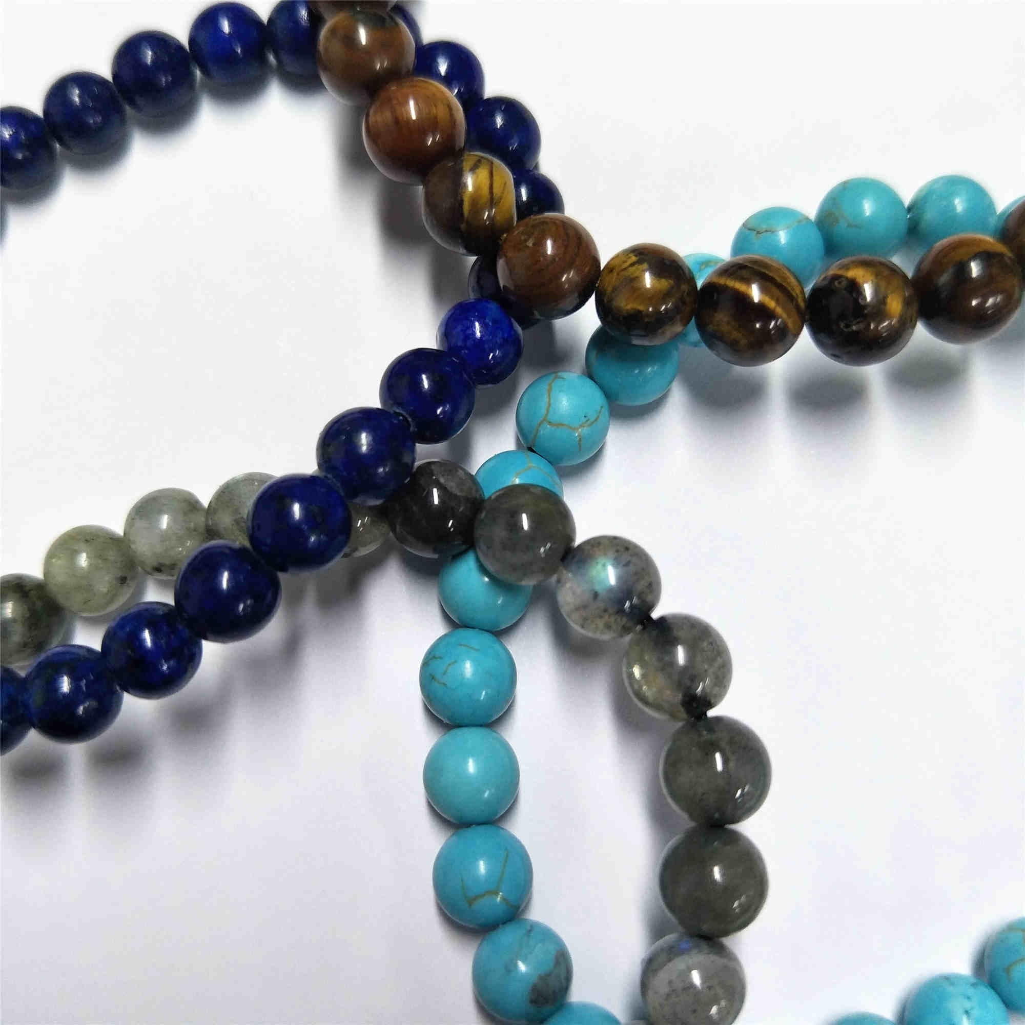 6mm Natural Labradorite Beaded Adjustable Bracelet HD0384