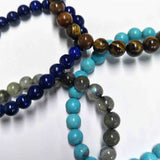 6mm Natural Labradorite Beaded Adjustable Bracelet, Gemstone Jewelry Bracelet HD0384
