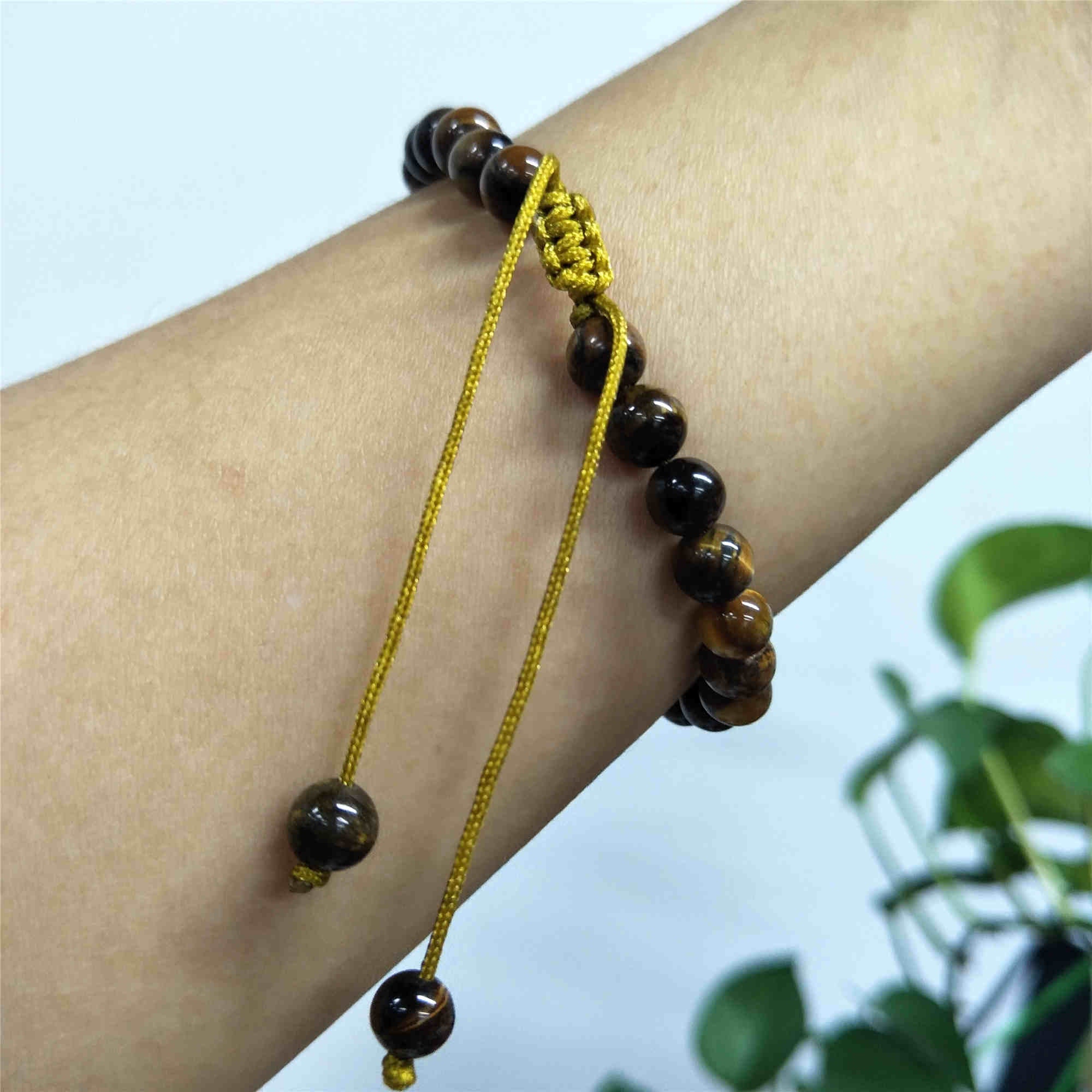 6mm Natural Labradorite Beaded Adjustable Bracelet HD0384