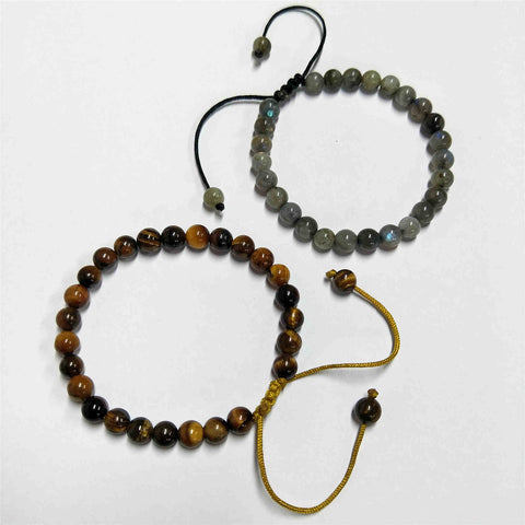 6mm Natural Labradorite Beaded Adjustable Bracelet, Gemstone Jewelry Bracelet HD0384