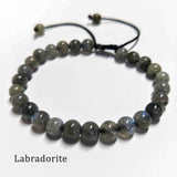 6mm Natural Labradorite Beaded Adjustable Bracelet, Gemstone Jewelry Bracelet HD0384