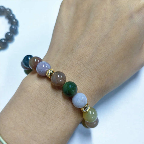 Blue Howlite Beads Stretch Bracelet, 10mm, Agate Jade Tiger Eye Beaded Bracelet, Boho Jewelry AL200