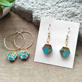 Hexagon Hoop Tiffany Turquoise Earrings ED001-E
