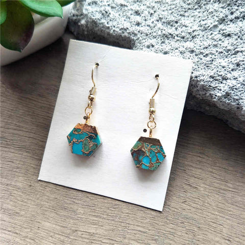 Hexagon Hoop Tiffany Turquoise Earrings ED001-E