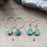 Hexagon Hoop Tiffany Turquoise Earrings ED001-E