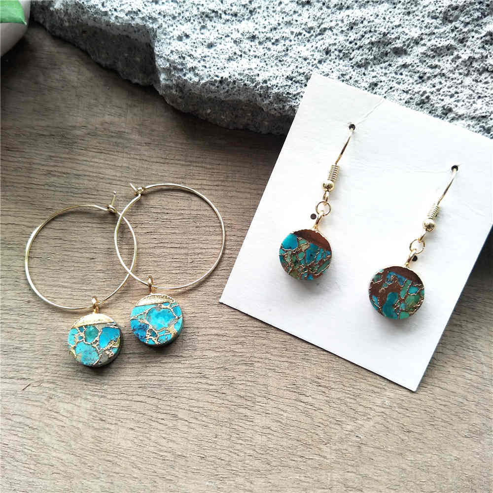 Round Hoop Tiffany Turquoise Earrings ED001-E