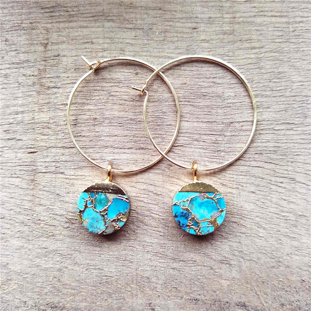 Round Hoop Tiffany Turquoise Earrings ED001-E