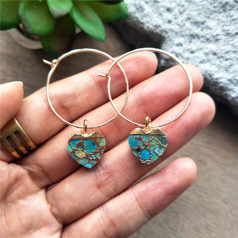 Heart Hoop Tiffany Turquoise Earrings ED001-E