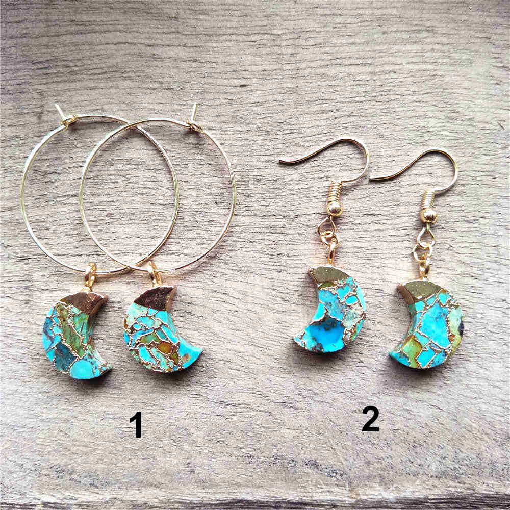 Crescent Moon Hoop Tiffany Turquoise Earrings ED001-E