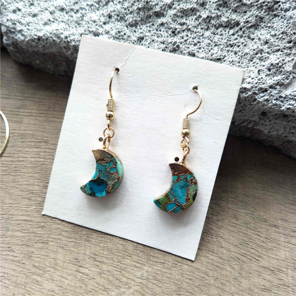 Crescent Moon Hoop Tiffany Turquoise Earrings ED001-E