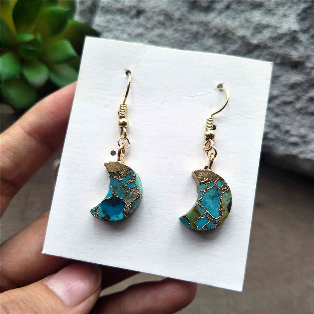 Crescent Moon Hoop Tiffany Turquoise Earrings ED001-E