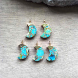 Crescent Moon Gold Tiny Turquoise Charm Necklace ED001