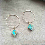 Tiny Turquoise Earrings Diamond Shape Boho ED001-E