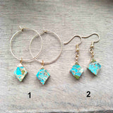 Tiny Turquoise Earrings Diamond Shape Boho ED001-E