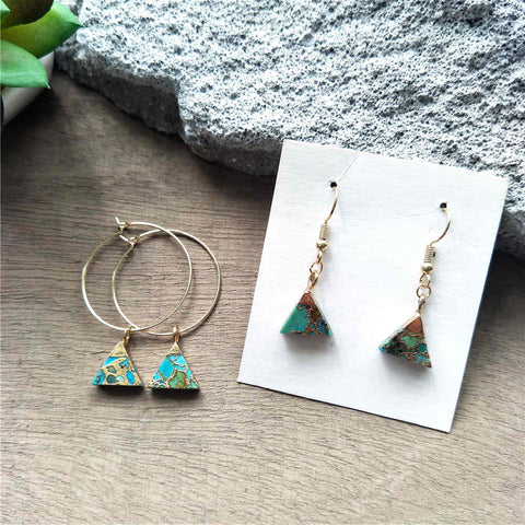 Triangle Hoop Tiffany Turquoise Earrings ED001-E