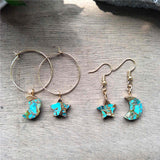 Star Moon Hoop Tiffany Turquoise Earrings ED001-E