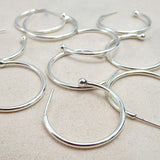 1Pair S925 Sterling Silver Hoop Earrings Findigns, 26mm Round Ear Wire Post Earrings, For Jewelry Making AL512