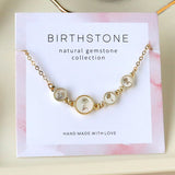 16" Gold Round White Shell Carved Birth Month Flower Necklace, Personalization Jewelry KZ020