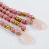 G1840 Teardrop Natural Rose Quartz With 6mm Rhodonite Jasper Faceted Beads Layer Bracelet
