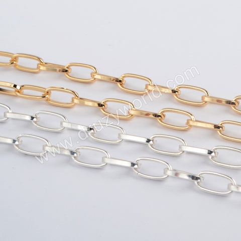 Trend Paper Clip Chains Oval Link Chains Making Jewelry Supply in Gold/Silver Plated PJ472-G