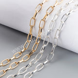 Trend Paper Clip Chains Oval Link Chains Making Jewelry Supply in Gold/Silver Plated PJ472-G