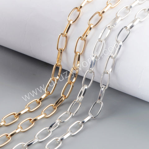 Trend Paper Clip Chains Oval Link Chains Making Jewelry Supply in Gold/Silver Plated PJ472-G