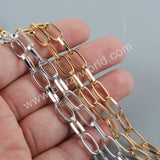 Trend Paper Clip Chains Oval Link Chains Making Jewelry Supply in Gold/Silver Plated PJ472-G