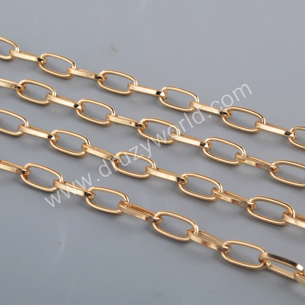 Trend Paper Clip Chains Oval Link Chains Making Jewelry Supply in Gold/Silver Plated PJ472-G