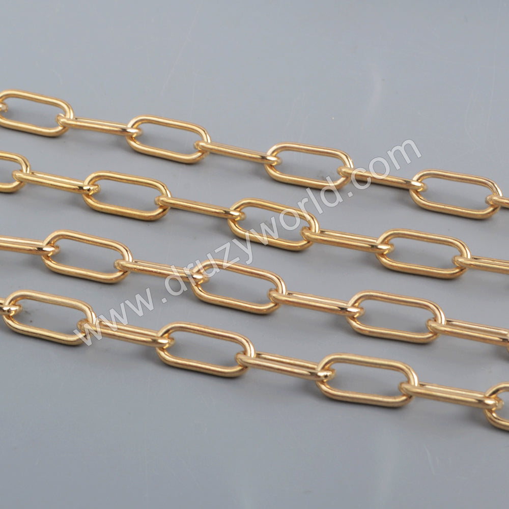Paperclip Chains Making Jewelry Supply in Gold Silver Plated PJ473-G