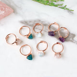 Adjustable Raw Gemstone Ring, Rose Gold Plated, Healing Crystal Stone Ring, Birthstone Jewelry BT013
