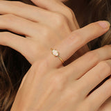 Wholesale Gold Plated Brass Four-Claw Oval White Opal Ring AL585