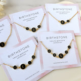 16" Gold Round 1~3 Black Obsidian Initial Letter Connector Necklace, Gemstone Necklace, Personalization Unique Jewelry KZ029