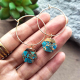 Hexagon Hoop Tiffany Turquoise Earrings ED001-E