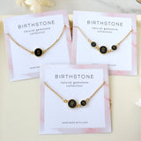 16" Gold Round 1~3 Black Obsidian Initial Letter Connector Necklace, Gemstone Necklace, Personalization Unique Jewelry KZ029
