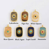 Gold Plated Bezel Natural Healing Stone Charm WX1623