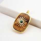 Gold Plated Bezel Natural Healing Stone Charm WX1623