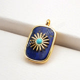 Gold Plated Bezel Natural Healing Stone Charm WX1623