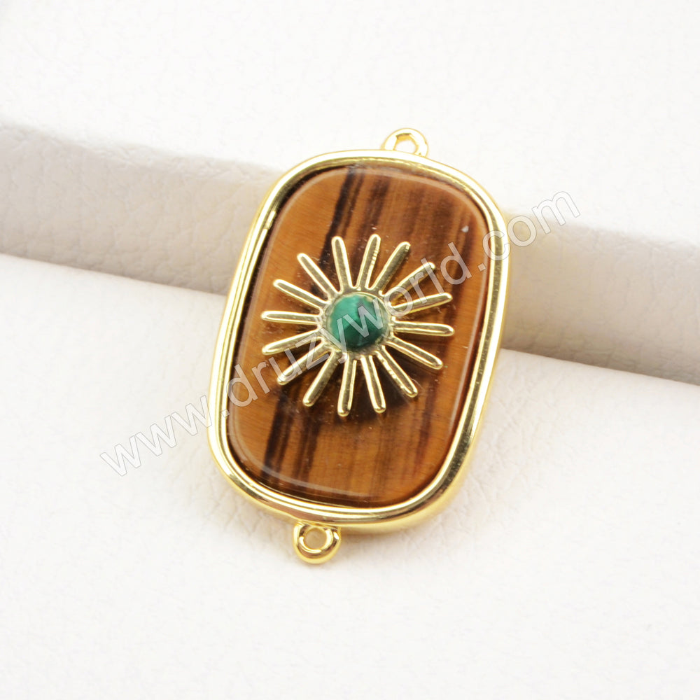 Gold Plated Bezel Natural Stone Connector WX1624