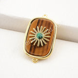 Gold Plated Bezel Natural Stone Connector WX1624