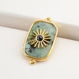 Gold Plated Bezel Natural Stone Connector WX1624