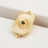 Gold Plated Bezel Natural Stone Connector WX1624