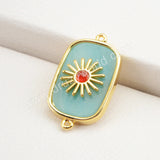 Gold Plated Bezel Natural Stone Connector WX1624