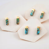 Gold Plated Rectangle Copper Turquoise Stud Earrings G1987