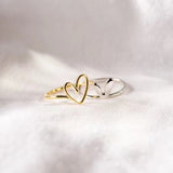 Unique 925 Sterling Silver Gold Plated Double Layer Heart Ring, Love Ring, Fashion Jewelry AL507