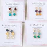 Raw Birthstones Earrings, Gold Plated Multi Gemstone Dangle Earrings, Healing Crystal Chips Earrings, Unique Jewelry BT012