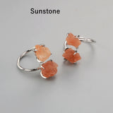 Silver Plated Claw Raw Double Gemstone Adjustable Ring, Healing Crystal Ring Jewelry ZS0447