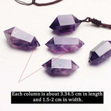 Natural Amethyst Crystal Point Hexagonal Pendant Necklace AL004