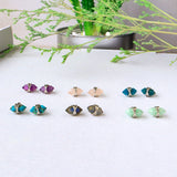 s925 Sterling Silver Hexagon Natural Gemstone Faceted Stud Earrings, Crystal Point Birthstone Jewelry Earrings Studs BT002