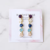 Gold Claw Raw Multi Gemstone Chips Dangle Earrings, Birthstone Earrings, Healing Crystal Post Earrings, Unique Jewelry BT012